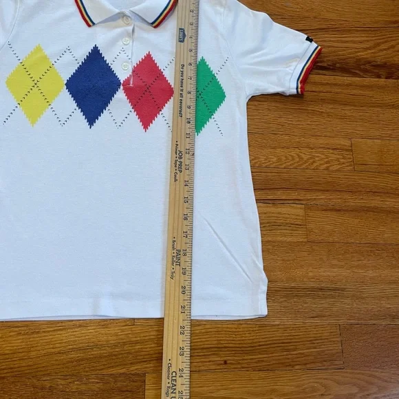 80s Colorful Argyle Diamond Design Grandpa Polo shirt vintage rare small Hunter - Picture 6 of 7
